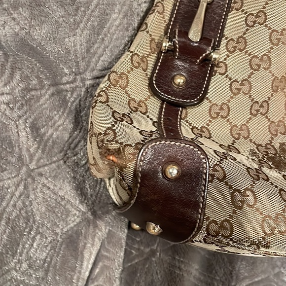 Gucci satchel bag with brown leather trim and gold hardware - Picture 7 of 7